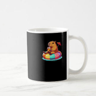 Capybara On Vacation Floating With A Tail Sticker  Coffee Mug