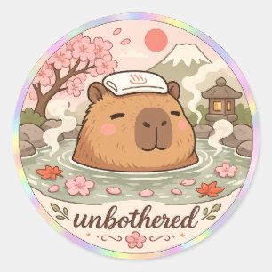 Capybara Onsen Spa Vibes Holographic Sticker