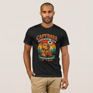 Capybara Overthinking Club Funny Anxiety Retro Vin T-Shirt