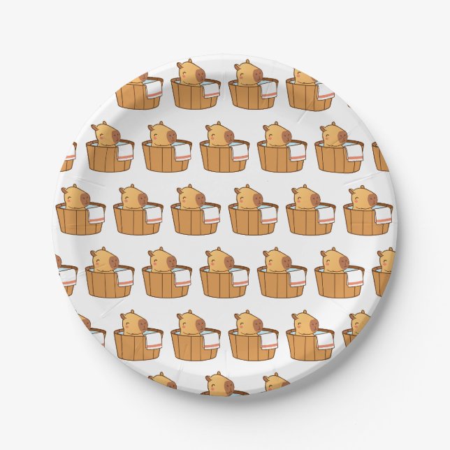 Capybara Paper Plates | Cute Animal Party  (Front)
