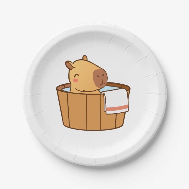 Capybara Paper Plates | Cute Animal Party  (Front)