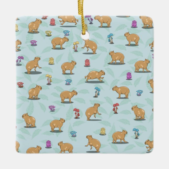 Capybara Pattern Ceramic Ornament (Front)