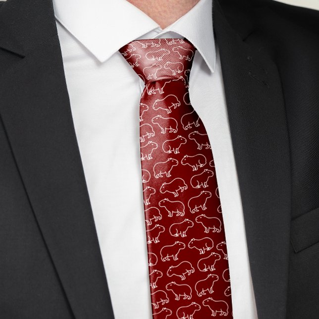 Capybara Pattern Tie (This quirky and minimalist capybara pattern is a playful celebration of individuality and charm. )