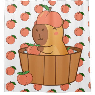 Capybara Peach Curtain – Cute Animal Window Decor