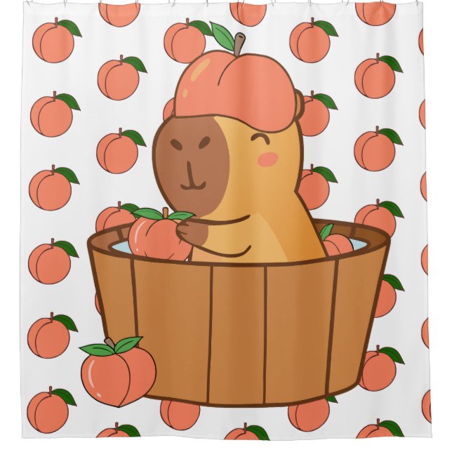 Capybara Peach Curtain – Cute Animal Window Decor  (Front)