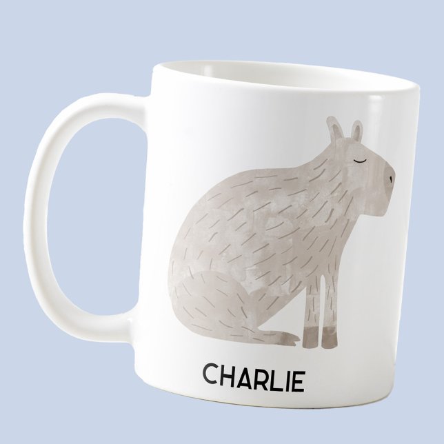 Capybara Personalised Name Coffee Mug (Fun capybara personalized custom name coffee mug)