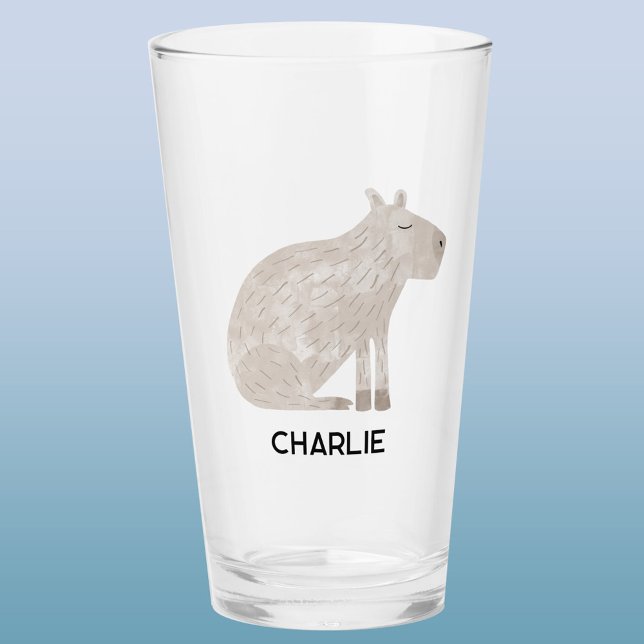 Capybara Personalised Name Glass (Fun Capybara personalized name glass tumbler or beer glass)