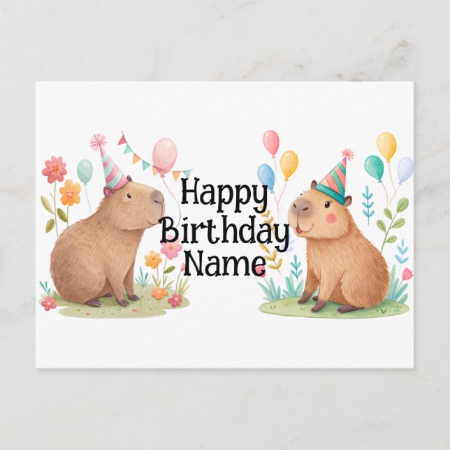 Capybara Personalized birthday Postcard (Front)