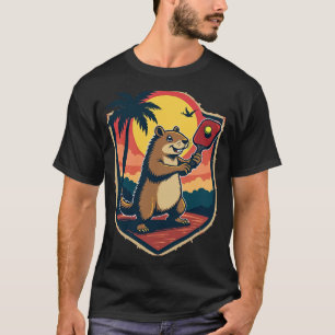 Capybara Pickleball Club Capybara Sports Logo Retr T-Shirt