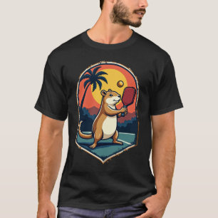 Capybara Pickleball Club - Retro Logo Design for S T-Shirt
