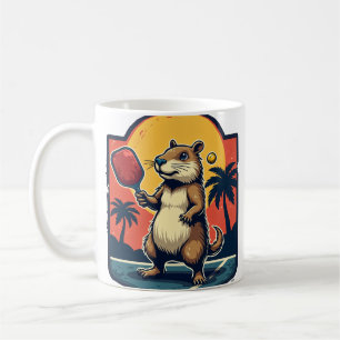 Capybara Pickleball Club Retro Logo Sports Art Ani Coffee Mug
