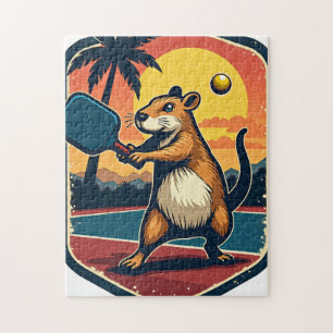 Capybara Pickleball Club Retro Logo Sticker T-Shir Jigsaw Puzzle