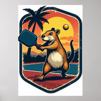 Capybara Pickleball Club Retro Logo Sticker T-Shir