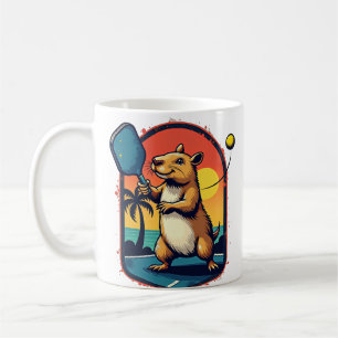 Capybara Pickleball Club Retro Sports Logo Apparel Coffee Mug