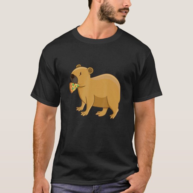 Capybara Pizza Wildlife Animal Italian Food T-Shirt (Front)