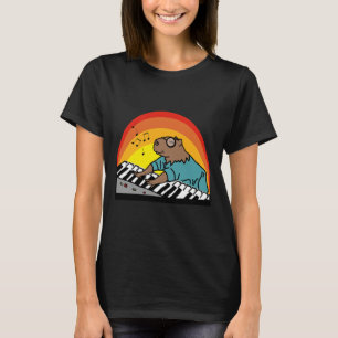 Capybara Playing Piano Funny Capybara Animal Lover T-Shirt