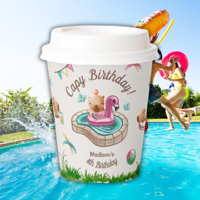 Capybara Pool Birthday Party  Paper Cups (Creator Uploaded)