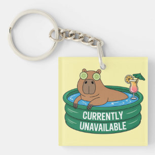 Capybara Pool Relaxation Typography Graphic Key Ring