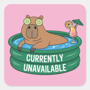 Capybara Pool Relaxation Typography Graphic Square Sticker