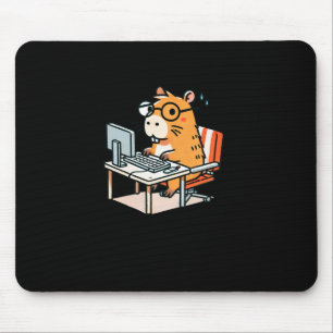 Capybara Programmer Working On The Computer Sticke Mouse Mat