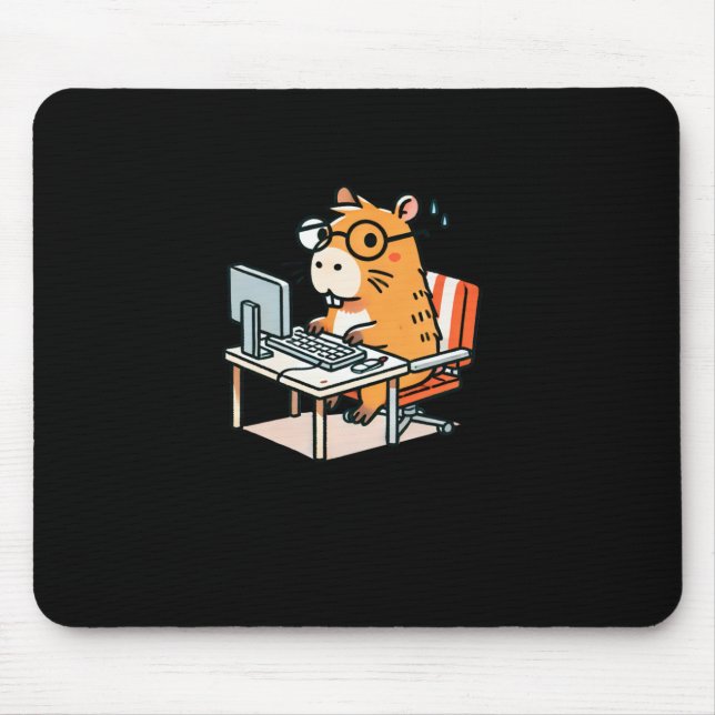 Capybara Programmer Working On The Computer Sticke Mouse Mat (Front)
