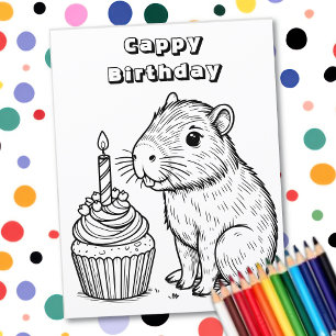 Capybara Pun Birthday   Coloring Page