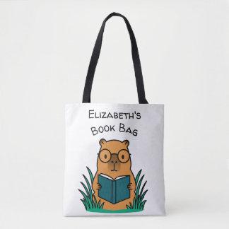Capybara Reading Book Tote Bag