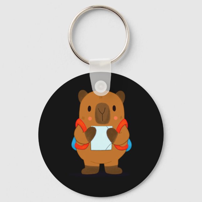 Capybara Ready To School Key Ring (Front)