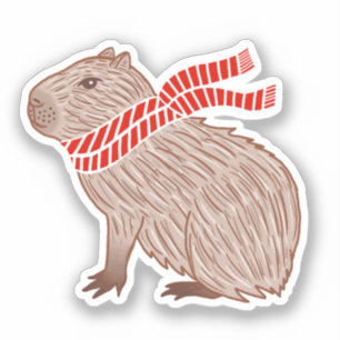 Capybara Red Scarf Sticker
