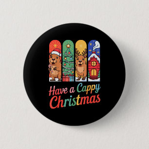 Capybara Reindeer Xmas Have A Capy Christmas 6 Cm Round Badge