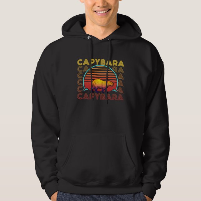 Capybara Retro  Capibara Graphic Rodent Hoodie (Front)