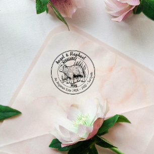 Capybara Return Address Family    Rubber Stamp
