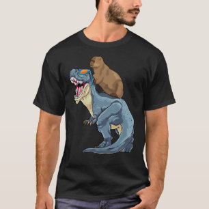 Capybara Riding Dinosaur Rex Capibara Dino Rodent T-Shirt
