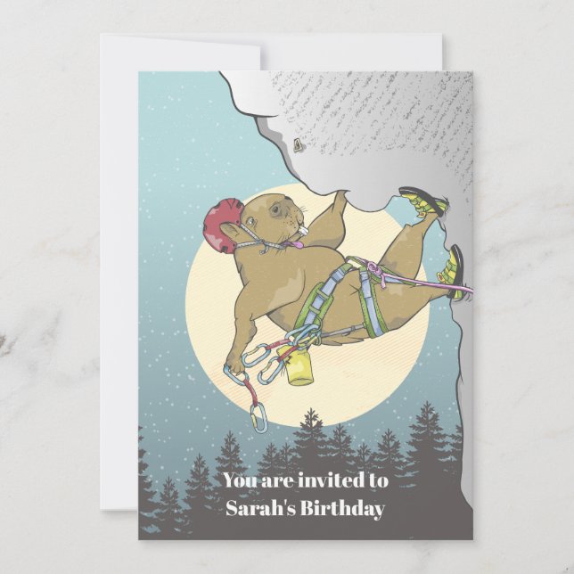 Capybara rock climbing invitation (Front)