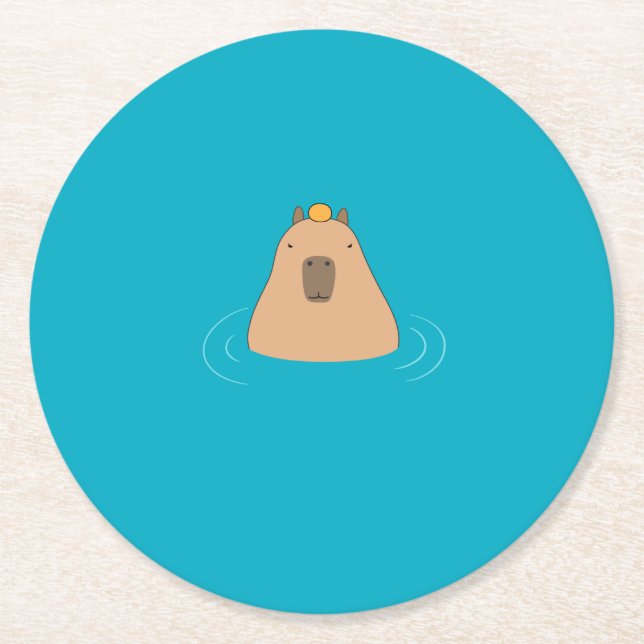 Capybara Round Paper Coaster (Front)