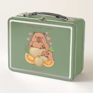 Capybara Running on Fruit and Naps Melon Family Ma Metal Lunch Box