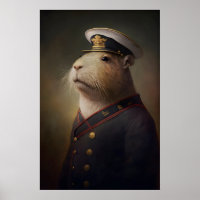Capybara Sailor Vintage Poster, Art Poster Print