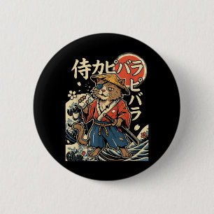 Capybara Samurai Cat Japanese Aesthetic Ukiyo-e 6 Cm Round Badge