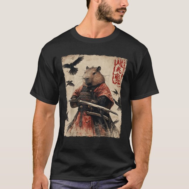Capybara Samurai Graphic Japanese Warrior Anime  T-Shirt (Front)