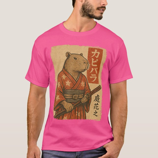 Capybara Samurai retro T-Shirt (Front)