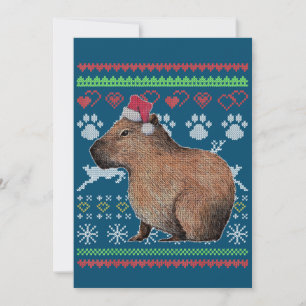 Capybara Santa-Claus Ugly Christmas Sweater Holida Invitation