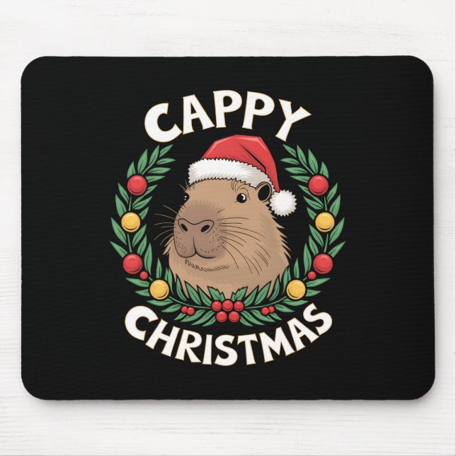 Capybara Santa Clause Christmas Funny Cappy Christ Mouse Mat (Front)