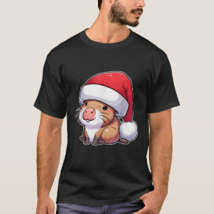 Capybara Santa Hat Christmas Funny Xmas Hat Outfit T-Shirt