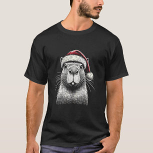 Capybara Santa Hat Christmas Xmas T-Shirt