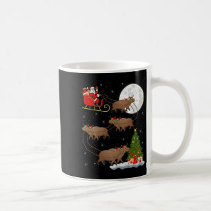 Capybara Santa Sleigh Flying Funny Magical Christm Coffee Mug