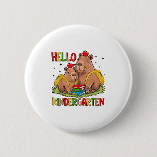 Capybara School Start Hello Kindergarten Back To S 6 Cm Round Badge