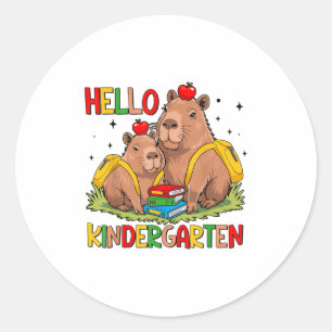 Capybara School Start Hello Kindergarten Back To S Classic Round Sticker