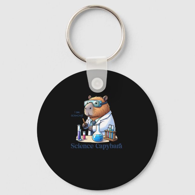 Capybara Scientist I'm Doing Science! Sticker  Key Ring (Front)