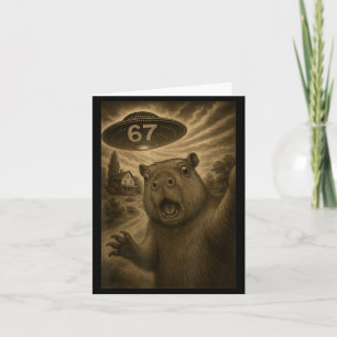 Capybara Selfie 67 Meme Six Seven Funny Ufo  Card