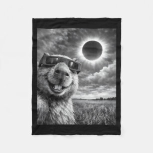 Capybara Selfie Funny Animal Solar Eclipse Graphic Fleece Blanket